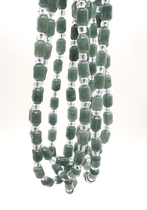 AAA Guatemalan Jade Beveled Cylinder Beads 4x6mm, Genuine Green Jadeite Smooth Tube Barrels, Natural Grade AAA Mayan Jade Gemstone PGS323J