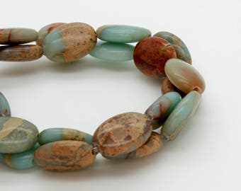 Natural Jasper, Snake Skin Jasper Flat Oval Smooth Loose Gemstone Beads - PGS66