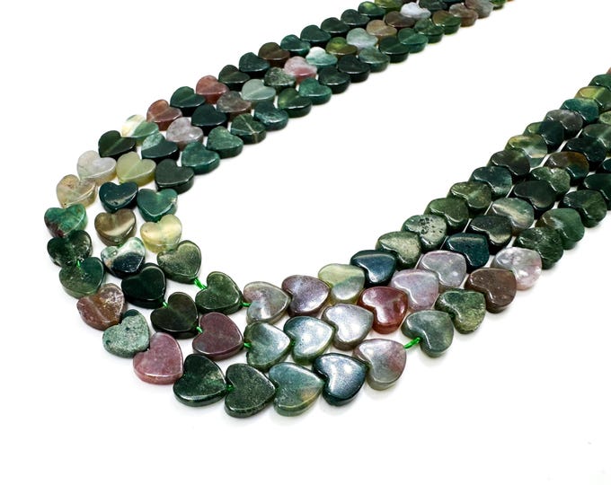 Indian Agate Heart Beads: 6mm Natural Gemstone, Stone of Protection