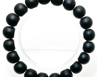 Matt Natürliche Schwarze Onyx Runde Edelstein Perlen 6mm 8mm 10mm Stretch Elastische Schnur Handgemachte Armband PGB102