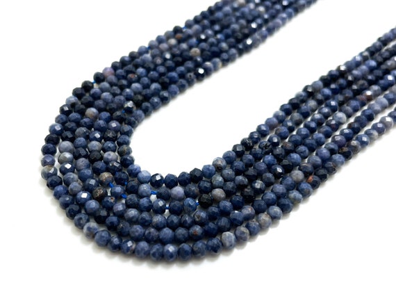 Sapphire Gemstone, Natural Blue Sapphire Faceted Rondelle Gemstone Beads (2mm x 3mm) - RDF22A