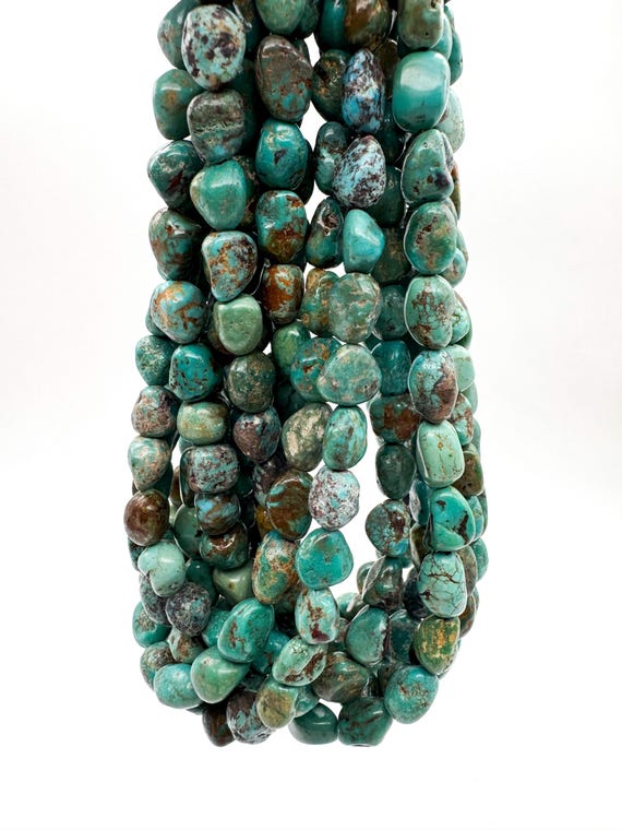 Natural Hubei Turquoise Nugget Pebble Gemstone Beads Genuine Blue Green Turquoise Untreated Beads for Jewelry Making Approx. 9-10mm, PGS423