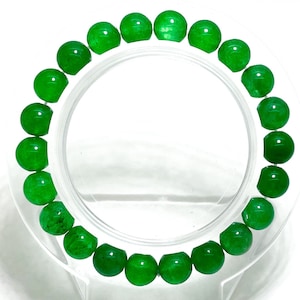 Natural Green Jade Smooth Round 8mm Gemstone Beads Stretch Elastic Cord Handmade Beaded Bracelet Accessories - PGB143B