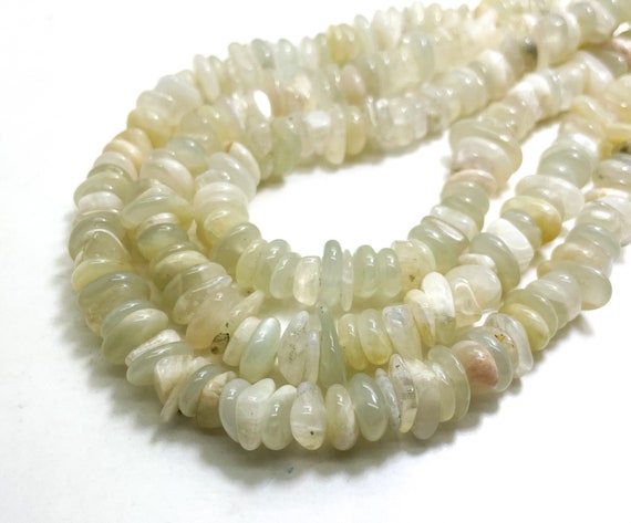 Natural Creamy White Moonstone Polished Pebble Flat Chips Nugget Assorted Size Gemstone Beads - PG80