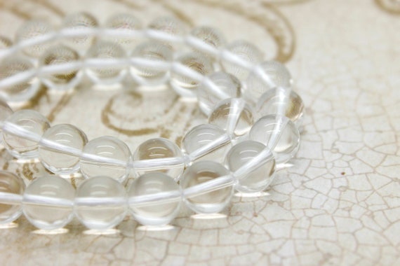 Nautal Quartz Beads, Crystal Clear Transparent Quartz Polished Round Loose Gemstone Beads (4mm 6mm 8mm 10mm 12mm) - PG20