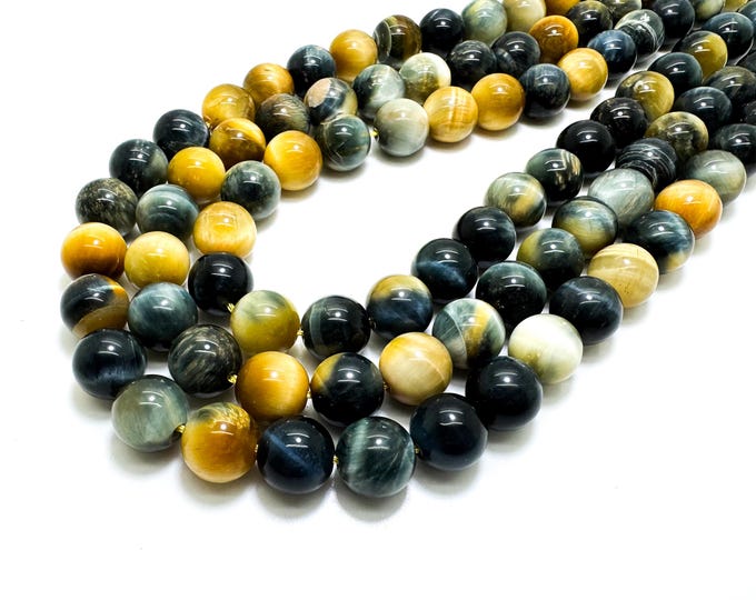 Natural Golden Blue Tiger Eye Tiger's Eye Smooth Polisehd Round Ball Sphere Gemstone Beads 6mm/ 8mm/ 10mm/ 12mm RN59