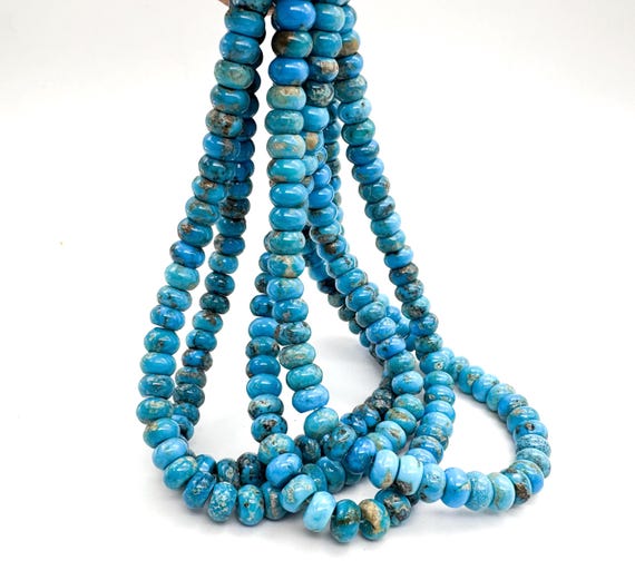 Arizona Kingman Turquoise Beads 5mm 6mm 8mm Rondelle Untreated Natural Matrix Blue Turquoise Gemstone Beads Jewelry Making PGS402