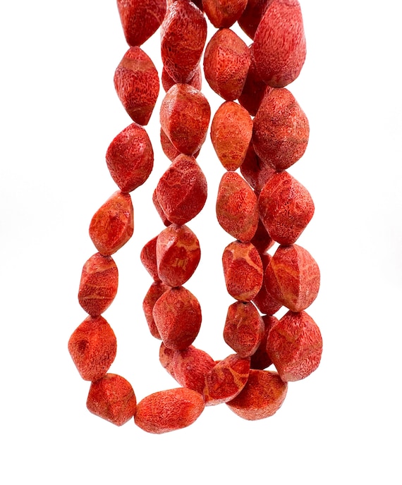 Natural Red Sponge Coral Graduated Marquise Genuine Spindle Large Rice Shape Organic Gemstone Focal Beads for Jewelry Making DIY RC20
