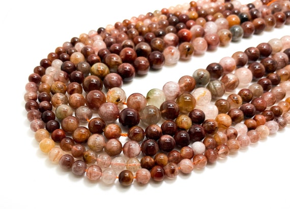 Red Rutilated Quartz Beads, High Quality Grade AAA Red Rutile Quartz Smooth Polished Round Sphere 6mm 8mm 10mm Gemstone Beads - RN136A