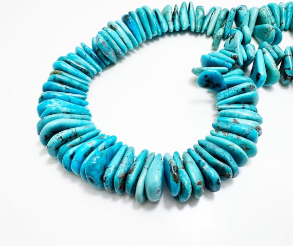 Arizona Kingman Turquoise Slice Beads – Thick Cut 3mm–5mm | Natural Blue Turquoise | 15.5" Strands PGS370T