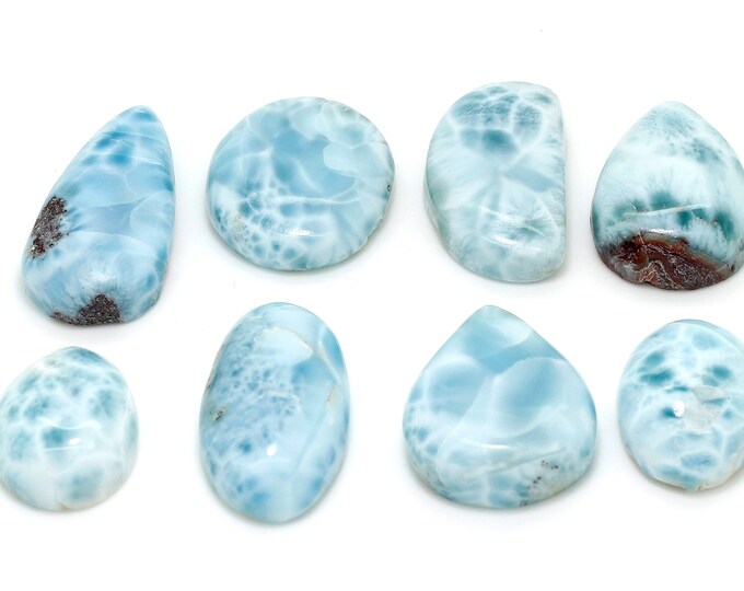 Natural Dominican Larimar Cabochon - Chips Rock Smooth Stone Gemstone Pear Tear Oval Round Beads for Ring Necklace Pendant Jewelry - PGL91