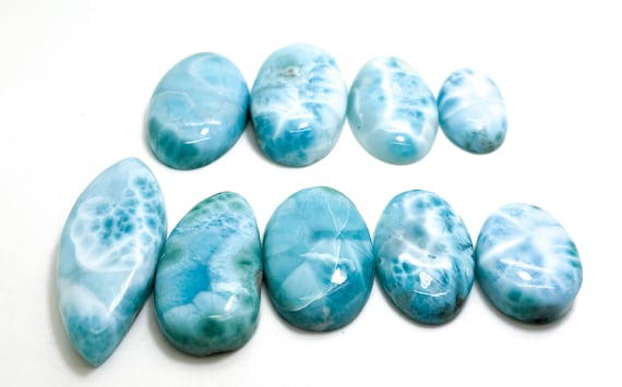 Natural Dominican Larimar Cabochons Rock Gemstone Round Small Oval Flat Rectangle Beads for Pendant Grade AAA - PGL42A