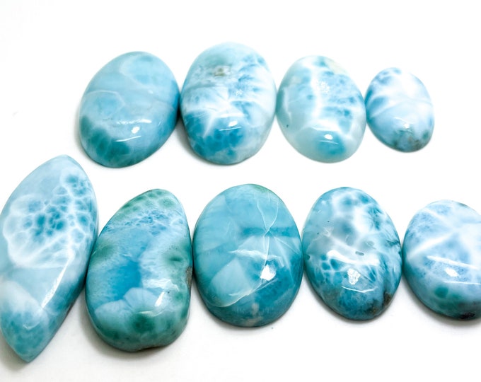 Natural Dominican Larimar Cabochons Rock Gemstone Round Small Oval Flat Rectangle Beads for Pendant Grade AAA - PGL42A