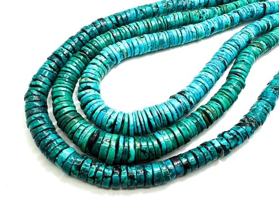 Natural Arizona Turquoise, Genuine Blue Kingman Turquoise Smooth Flat Nugget Chip Gemstone Beads (Assorted Size) - PGS280