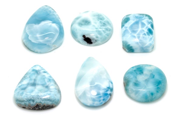 Natural Dominican Larimar Cabochon - Chips Rock Stone Gemstone Rectangle Oval Round Shape Beads for Ring Necklace Pendant Jewelry - PGL85
