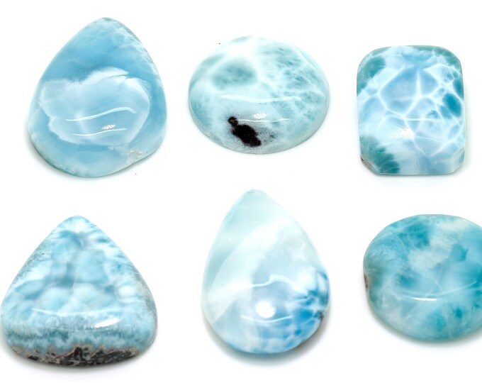 Natural Dominican Larimar Cabochon - Chips Rock Stone Gemstone Rectangle Oval Round Shape Beads for Ring Necklace Pendant Jewelry - PGL85