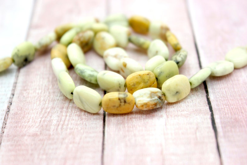 Chrysoprase Beads, Natural Lemon Chrysoprase Polished Smooth Flat Rectangle Gemstones Beads PG116 image 1