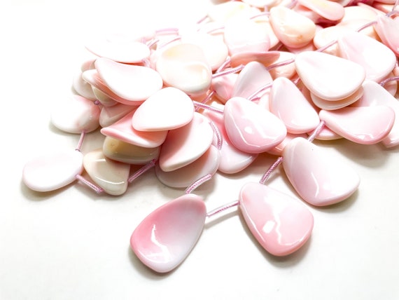 Natural Queen Conch Shell Beads, Pink Queen Conch Shell Petals Flat Curved Smooth Polished Gemstone Beads - PG275A