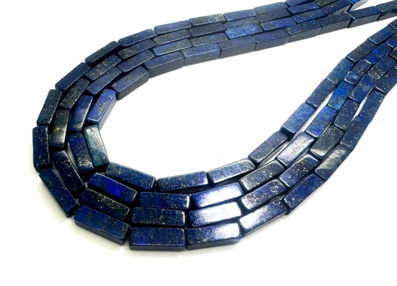 Lapis Lazuli Rectangle Stick Beads: Natural Blue Gemstone, 4x4x13mm