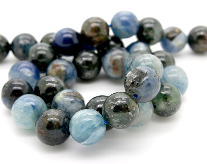 Blue Kyanite, Natural Kyanite Polished Smooth Round Sphere Ball Gemstone Beads - (6mm 8mm 10mm) - RN101