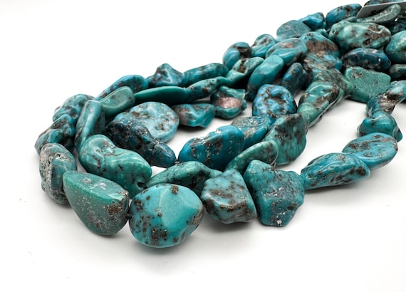 Genuine Arizona Kingman Turquoise Nuggets • Large 15x20mm Organic Blue Stone • High-Quality Gemstone Beads for Artisan Jewelry Supply WHTQ3