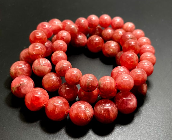 AAA Rhodochrosite Bracelet, Natural Genuine Pink Rhodochrosite Polished Round 10mm 11mm 13mm Gemstone Beaded Bracelet - PGB236