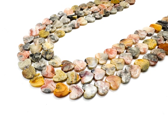 Yellow Jasper Heart Beads: Multi-Color Gemstone, Grounding Jewelry (8mm, PGS411