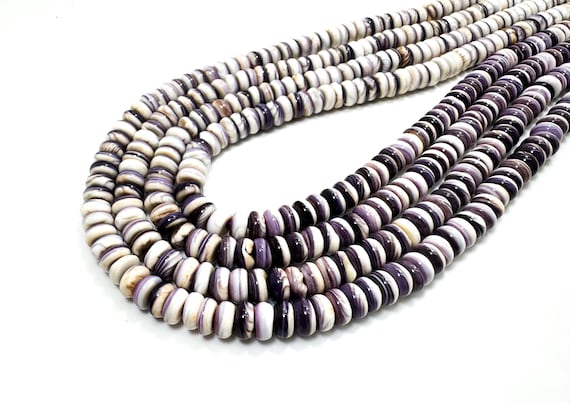 Purple Wampum Shell Rondelle Beads: 4mm 6mm Disc Beads (15.5" Strand) - PG262