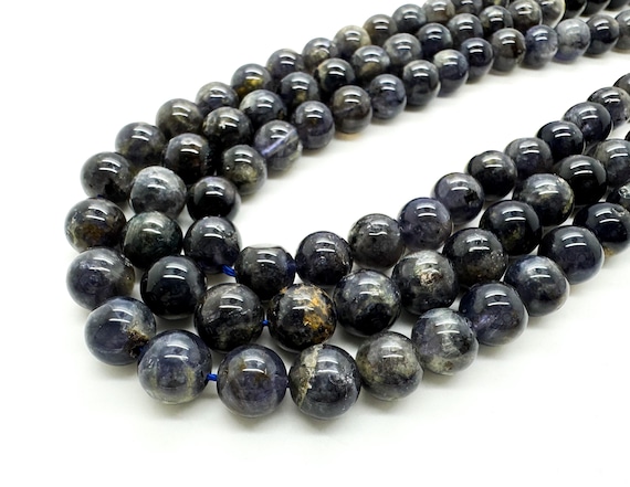 Iolite Gemstone Beads, Natural Iolite Polished Smooth Round Sphere Ball Gemstone Beads - RN105