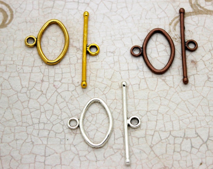 Bulk 17pcs 17mm x 18mm Oval Shape Basic Toggle Clasps, Jump Ring, Necklace Clasp, Bracelet Clasp, Connectors, Jewelry Supplies