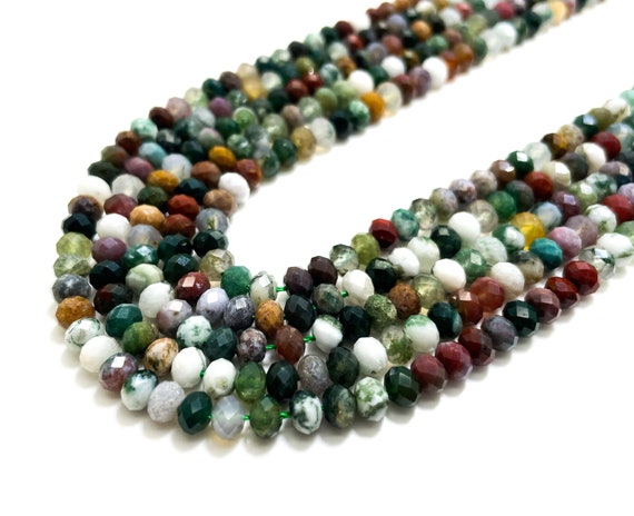 Natural Bloodstone Faceted Rondelle 4mm x 5mm Gemstone Beads - RDF27