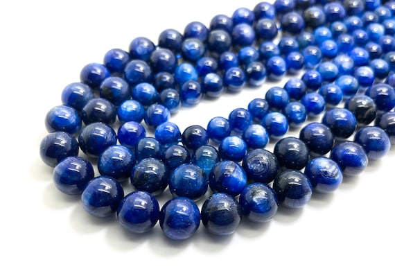 Natural Blue Kyanite High Quality AAA Polished Smooth Round Sphere Gemstone Beads - RN66B