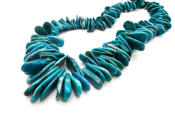 Arizona Turquoise Heishi Slice Flat Stick Teardrop Gemstone Beads Natural Blue Untreated Jewelry Making Supplies PGS370TQ03