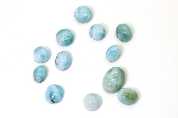 Natural Larimar Cabochon - 12 pcs Chips Rock Stone Gemstone Variety Tear Drop Shape Beads for Ring Necklace Pendant Jewelry Making - PGL54