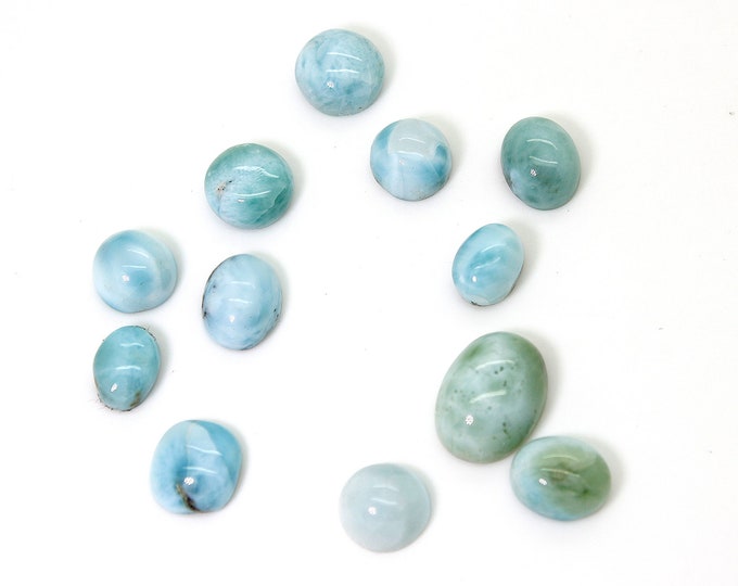 Natural Larimar Cabochon - 12 pcs Chips Rock Stone Gemstone Variety Tear Drop Shape Beads for Ring Necklace Pendant Jewelry Making - PGL54