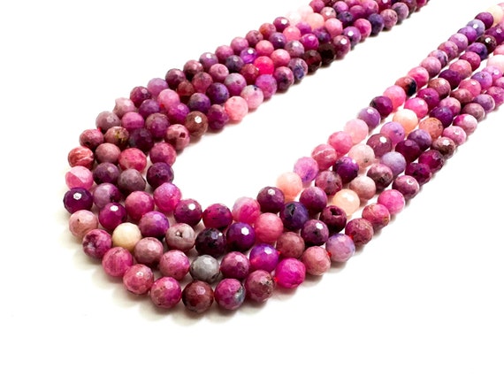 Faceted Red Ruby Beads: Natural Gemstone Round Beads 6mm