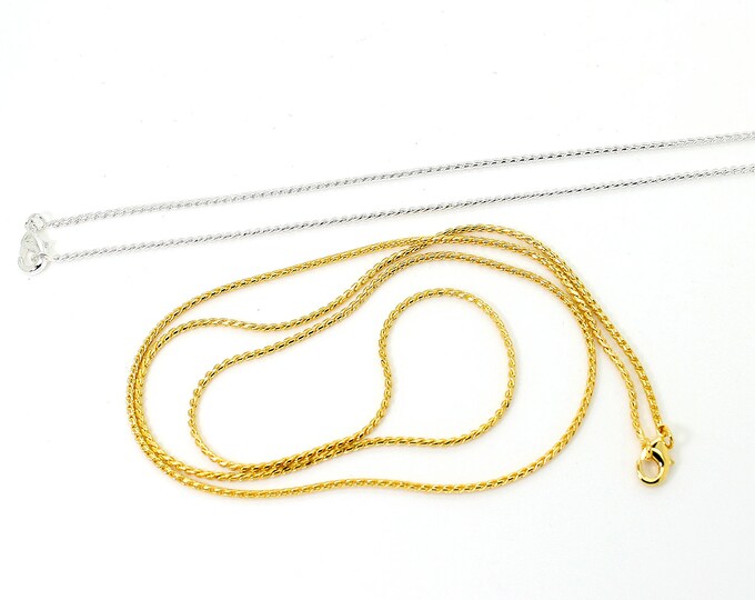 Finished Snake Chain with lobster claw clasp, 23" 1mm Necklace Chain, Jewelry Making  - Electroplated Gold Silver - PCH04