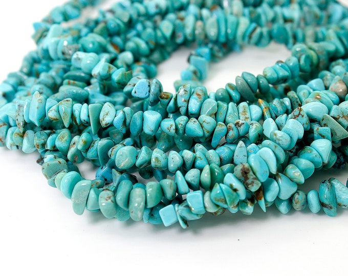 Natural Turquoise Beads, Genuine Turquoise Smooth Rough Rondelle Nugget Chip Loose Gemstone Beads (Assorted Size) - PGS241