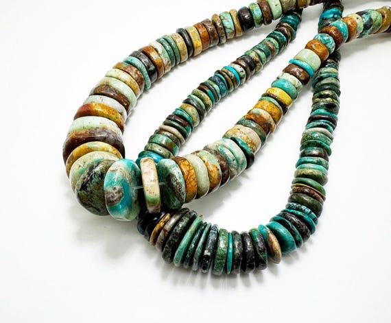 Natural Turquoise Beads, Polished Smooth Rondelle Flat Nugget Chip Turquoise Beads (Assorted Size) - PGS86