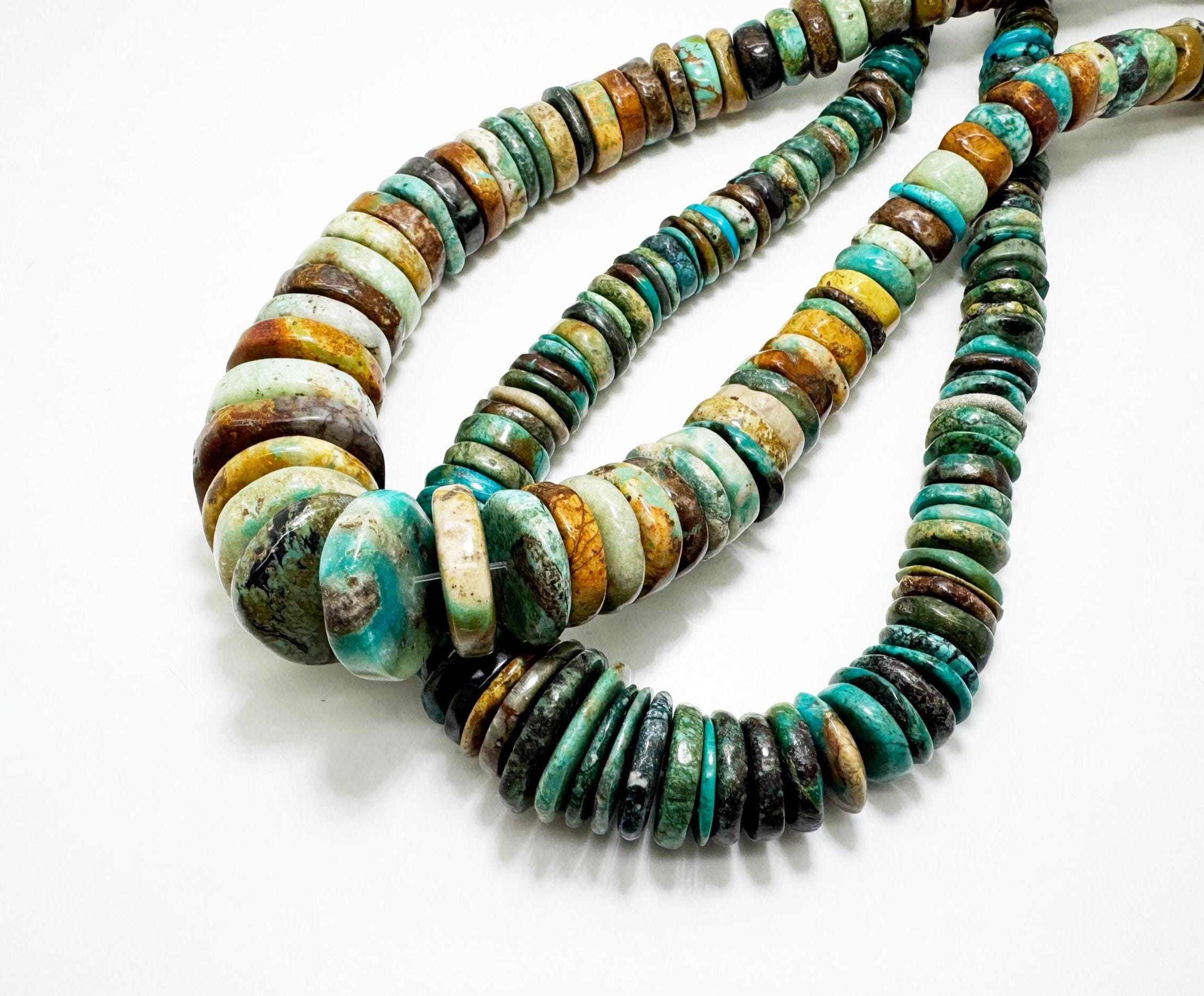 Natural Genuine Turquoise Nugget Beads – 7mm, Blue Brown Chips, 15" Strand