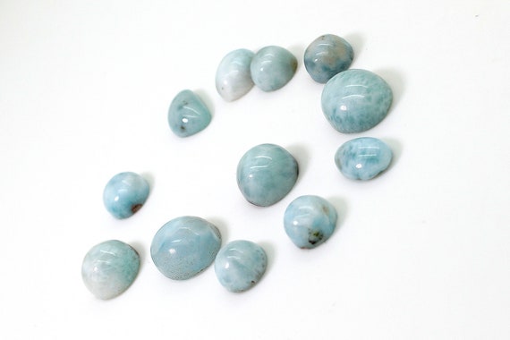 Natural Dominican Larimar - 12 pcs Chips Rock Stone Gemstone Variety Tear Drop Shape Beads for Ring Necklace Pendant Jewelry Making - PGL57