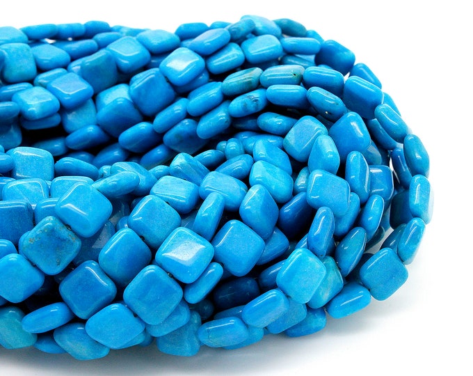 Blue Howlite Square Flat Pillow Bricks Gemstone Beads 4mm x 10mm x 10mm - PGS211
