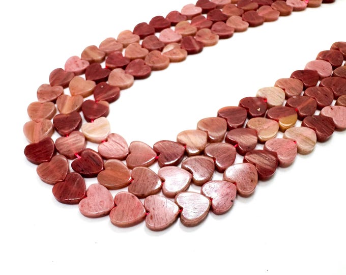 Rhodonite Heart Beads: Polished Gemstone for Jewelry Making (6mm or 8mm