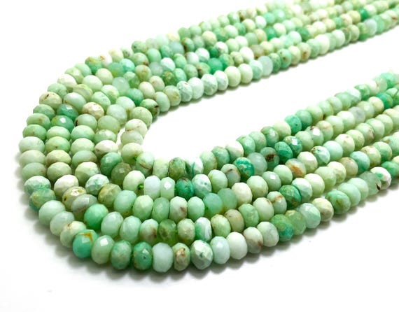 Natural Chrysoprase Beads, Green Faceted Rondelle 5mm x 9mm Gemstone Beads - 15.5" - RDF70B