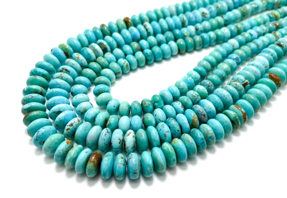 Natural Blue Kingman Turquoise Rondelle Gemstone Beads - Arizona AAA Grade PGS156