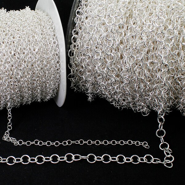 Platinum Round Ring Link Cable Necklace Bracelet Chain for Jewelry Making Finding - PCH20