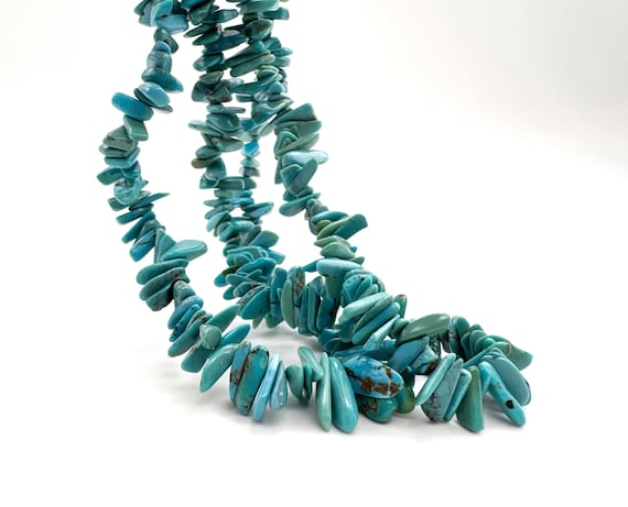 Arizona Untreated Turquoise Graduated Stick Slice Beads – Natural Blue Turquoise Flat Nugget Gemstone | Statement Jewelry Supplies PGS371-18