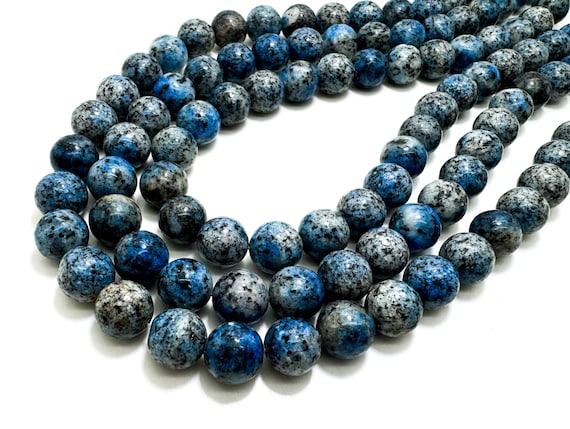 Blue K2 Jasper Smooth Polished Round 10mm Gemstone Jewelry Making Beads - RN197O