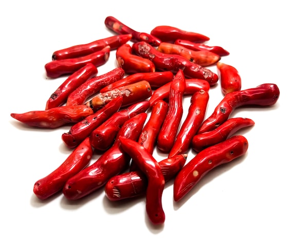 Red Coral Chili Shape Pendant Assorted Size Gemstone Beads for Jewelry Necklace Making- PGL-Chili