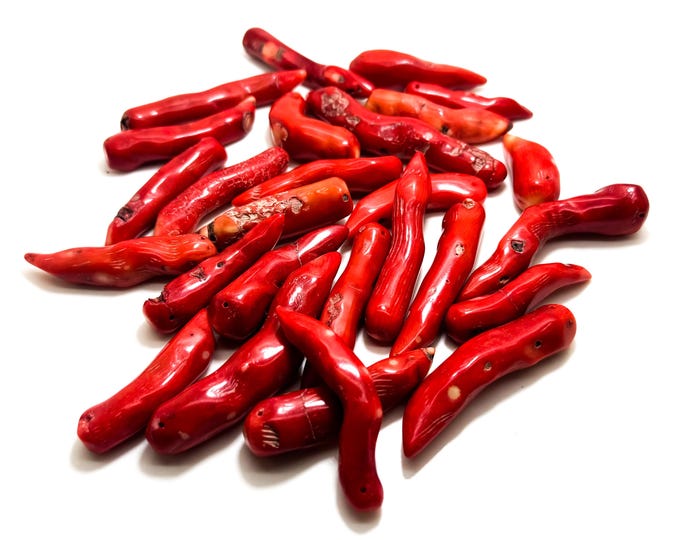 Red Coral Chili Shape Pendant Assorted Size Gemstone Beads for Jewelry Necklace Making- PGL-Chili